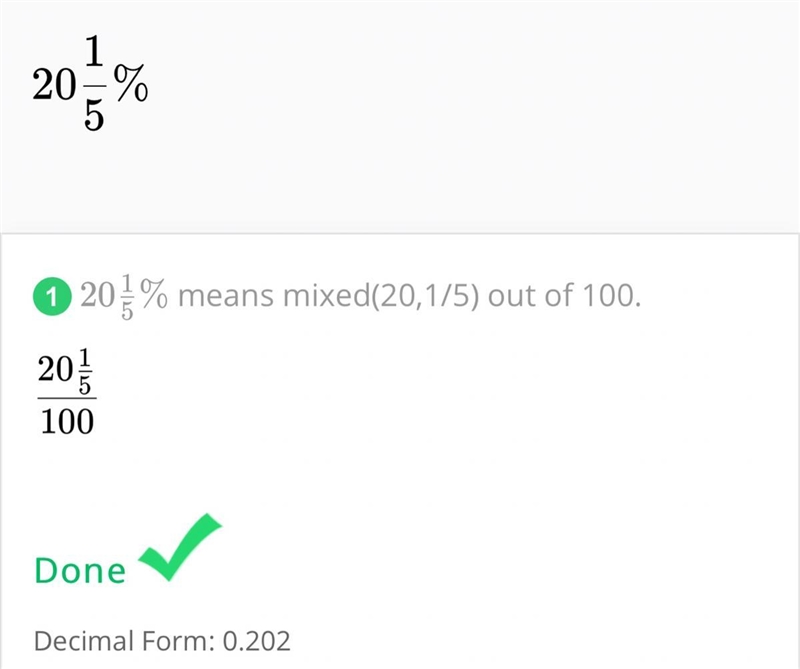 Write 20 1/5 % as a fraction. ​-example-1