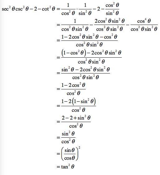 Prove that sec^2θcosec*2θ-2-cot^2θ=tan2θ-example-1