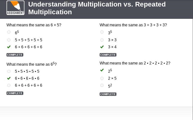 What means the same as 6 x 5? What means the same as 3 + 3 + 3 + 3? 65 35 5 + 5 + 5 + 5 + 5 3 X-example-1