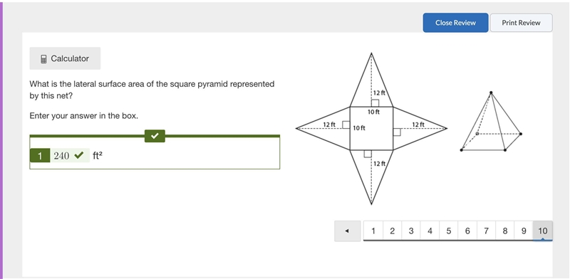 What is the lateral surface area of the square pyramid represented by this net? Enter-example-1