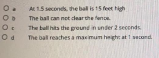 Mitch throws a ball over A 20 foot fence to a baseball field. The height, H, of the-example-1