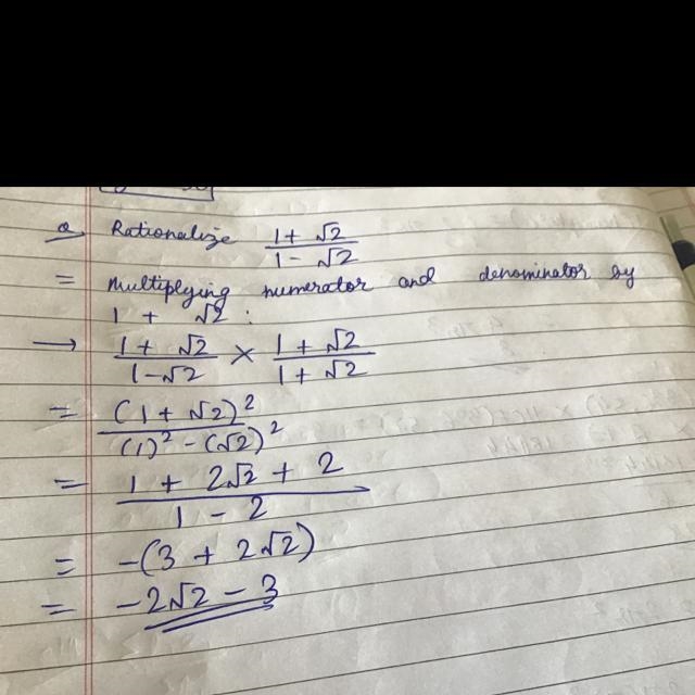 Rationalize 1 plus root 2 divided by 1 minus root 2-example-1