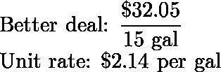 Select the better deal in the pair. Then give the unit rate for the better deal. $105 $195 or-example-1