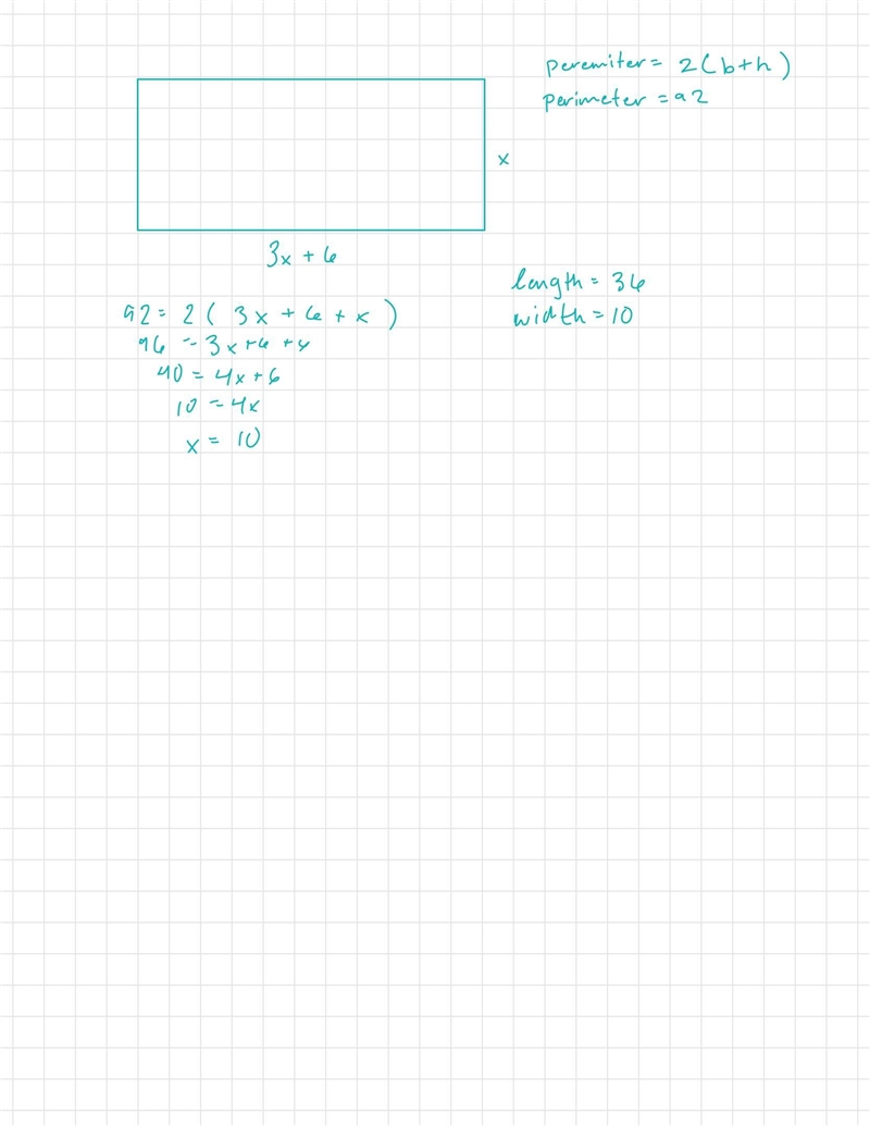 The rectangle shown has a perimeter of 92 cm and the given area. Its length is 6 more-example-1