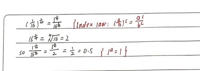 Y = (x) = (1/16)^x Find f(x) when x = (1/4)-example-1