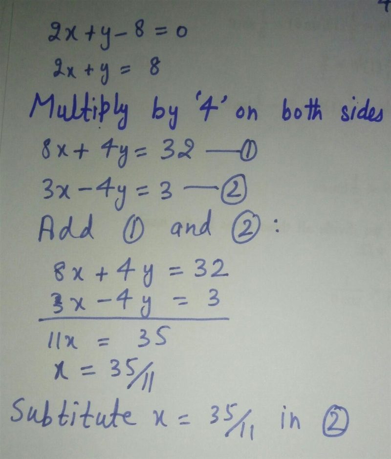 Find the equation of a line passing through the point of intersection of line 2x+y-example-1