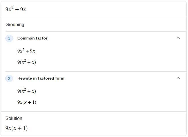 Steps factoring polynomials using gcf for 9x²+9x-example-1