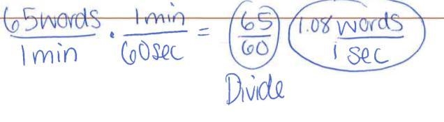Adam types 65 words per minute, how many words per second can Adam type?-example-1