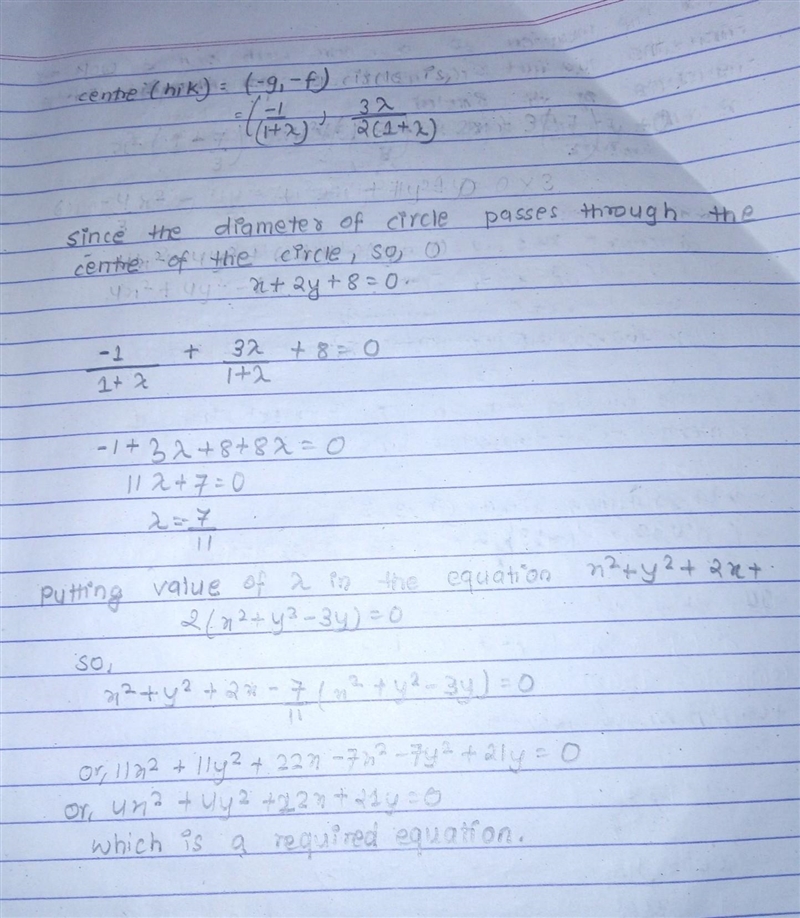 7.find the equation of a circle with one of the diameters x+2y+8=0and passing through-example-2