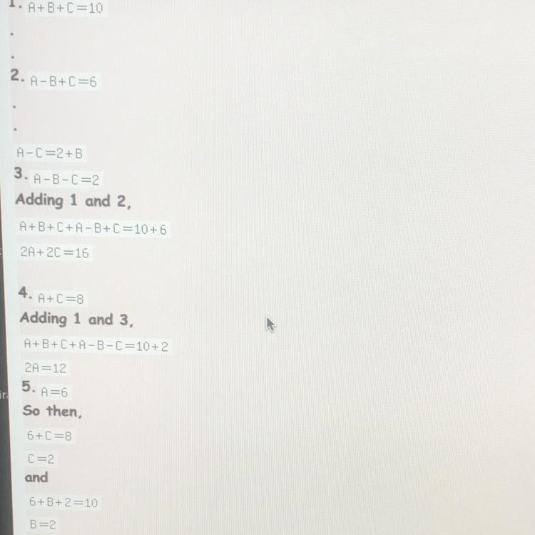 The sum of three numbers is 10. The first number minus the second plus the third is-example-1