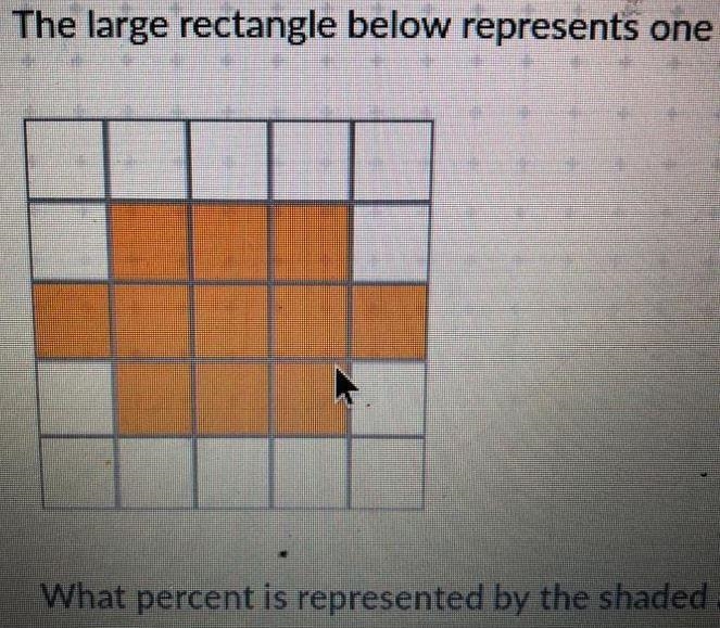 The large rectangle below represents one whole. What percent is represented by the-example-1