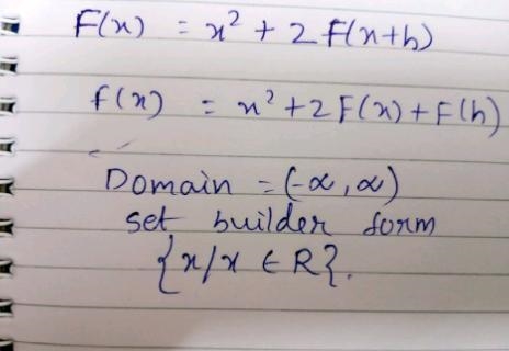 Solve f(x) for the given domain F(x) = x2 + 2 F(x + h) =-example-1