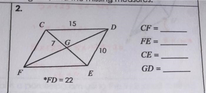 POS 15 D 7 G Find each length 10 CF= FE J.cz E *FD = 22-example-1