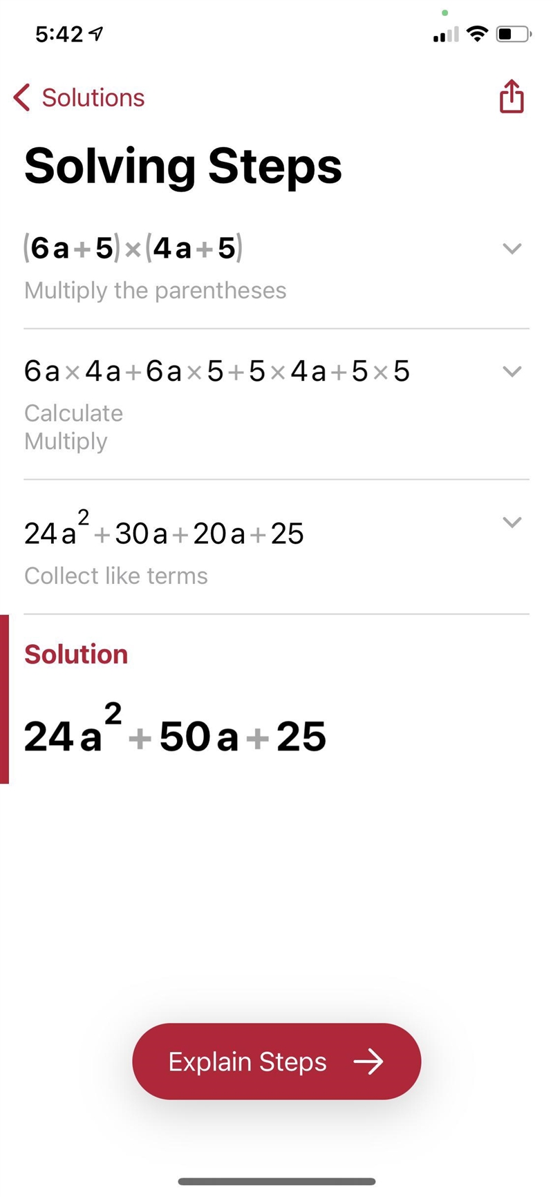 Simplify: (6a +5)(4a+5)-example-1