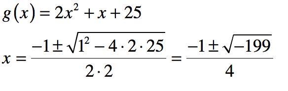 Please use the Quadratic Formula to find the zeros of the function below. g(x) = 2x-example-1