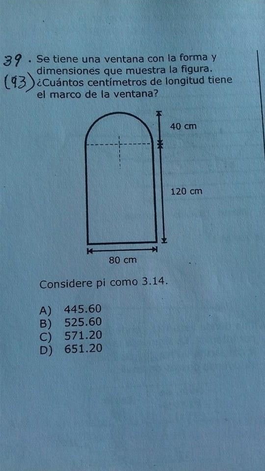 Se tiene una ventana con la forma y dimensiones que muestra la figura. ¿Cuántos centimetros-example-1