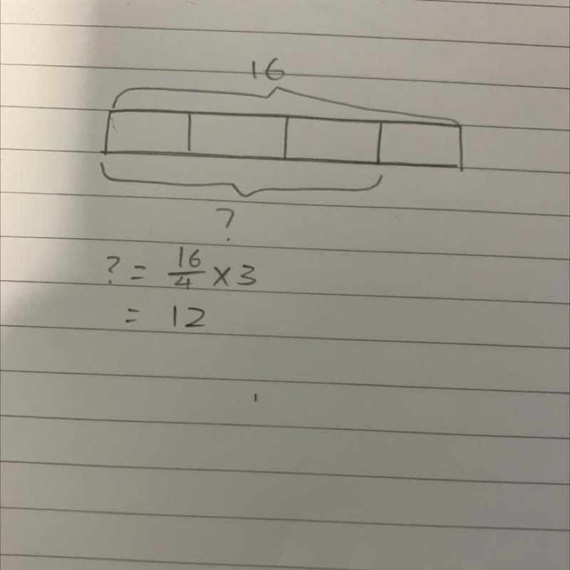 Draw a model to show 3/4 of 16.-example-1