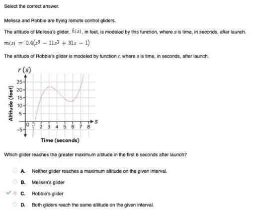 Next Comparing Functions: Mastery Test 1 Select the correct answer. Melissa and Robbie-example-1