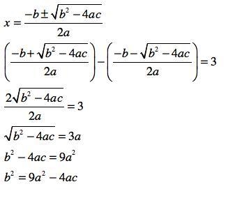 If the roots of ax² + bx + c = 0 differ by 3. Show that b² =9a² + 4ac​-example-1