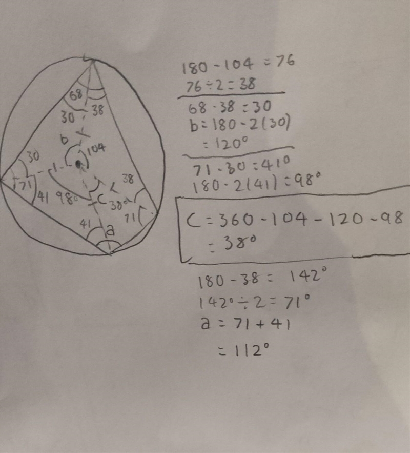 What is the value of c? A. 68 B. 71 C. 38 D. 34-example-1