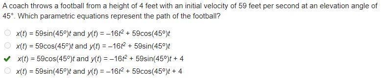 A coach throws a football from a height of 4 feet with an initial velocity of 59 feet-example-1