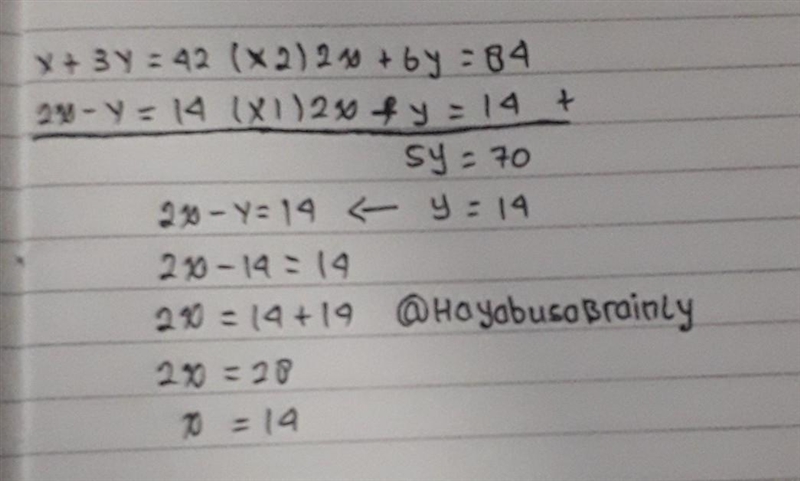 The elimination method is ideal for solving this system of equations. By which number-example-1