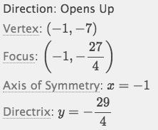 What is the vertex of the graph if the function below? I Y =x2 +2x-6-example-1