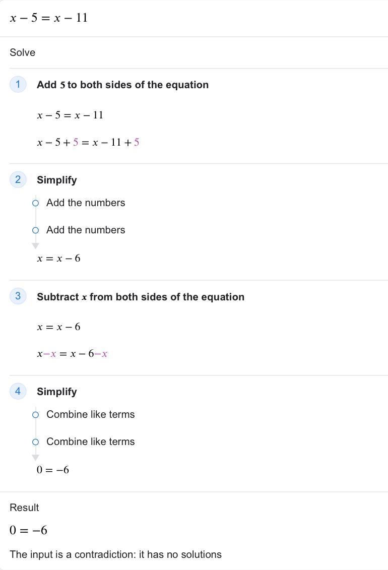 What is the solution to the equation below? vx-5=x-11￼ A. X=9 B. X=15 C. X=14 D. X-example-1