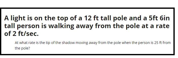 At what rate is the tip of the shadow moving away from the pole when the person is-example-1