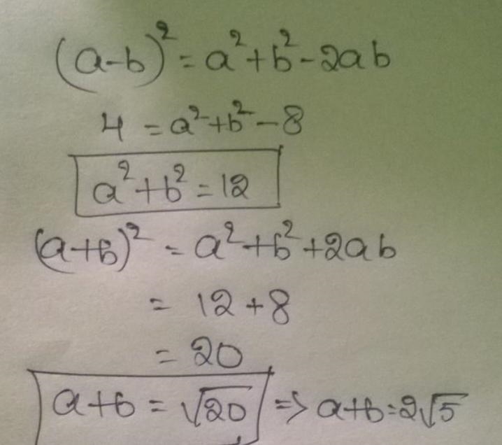 If ab=2√3 then find the value of a^4+b^4​-example-1