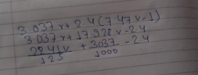 Simplify 4) -3.037r+2.4(7.47r - 1.1)-example-1