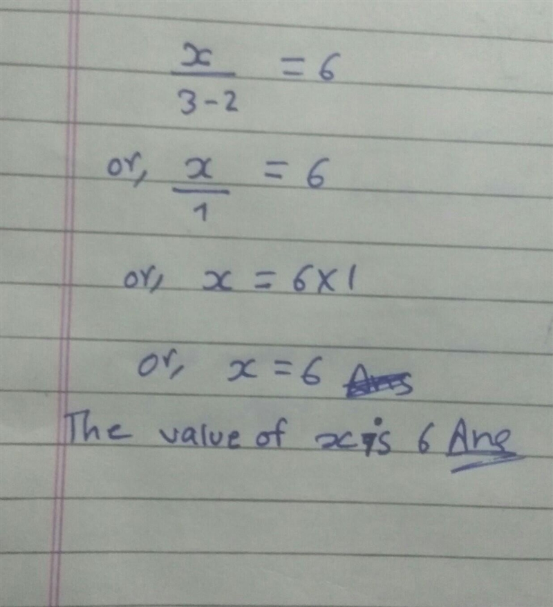 Find the value of x if x/3-2=6-example-1