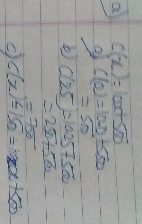 The cost in dollars of making x items is given by the function C(x)=10x+800. a. The-example-1