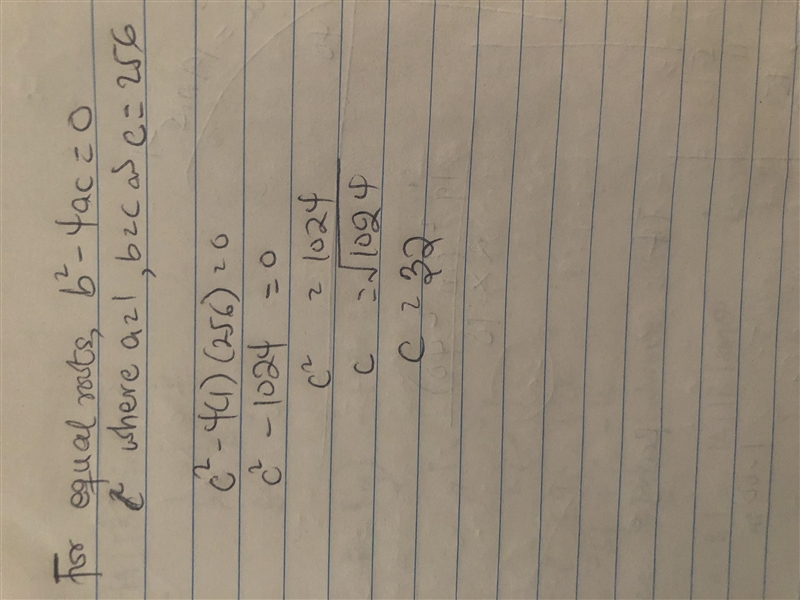 For what value of "c" are the factors of x^2 + cx + 256 the same?-example-1