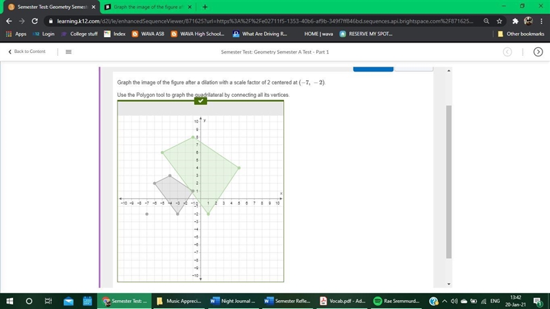 Graph the image of the figure after a dilation with a scale factor of 2 centered at-example-1