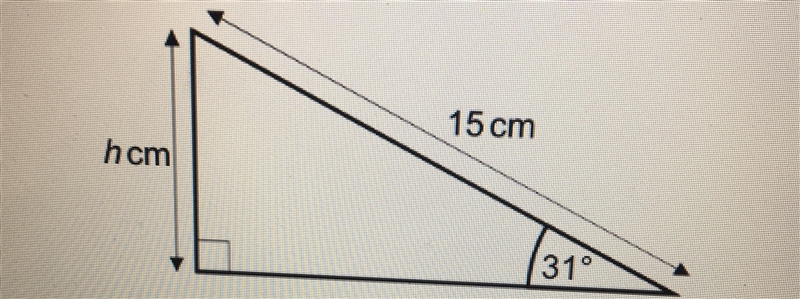 The diagram shows a right-angled triangle. 15 cm hcm 31 What is the value of h? Give-example-1