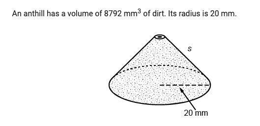 3. How far does the ant crawl to get from the base of the cone to the top of the hill-example-1