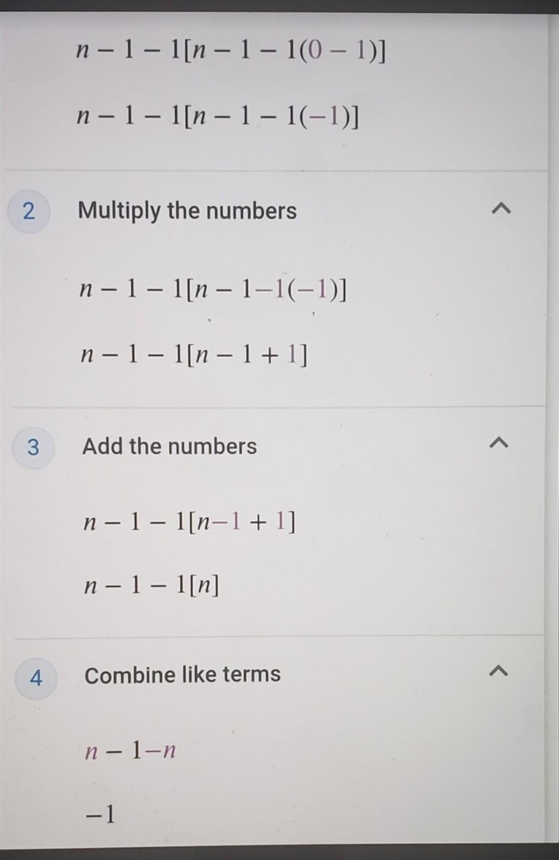 Simplify {n-1-[n-1-(0 - 1)]​-example-1