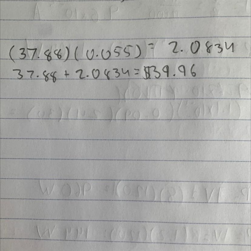 A coat cost $37.88 at Walmart. The sales tax is 5.5%. What is the total amount of-example-1