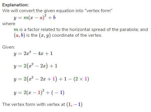 What is the vertex of the graph of f (x) = 2x2 – 4x ?​-example-1