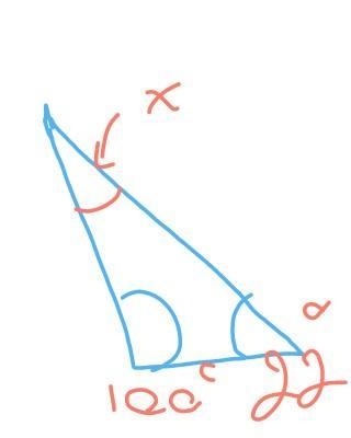 A triangle has a 100° angle and a 22° angle. Find the measure of the other angle.​-example-1