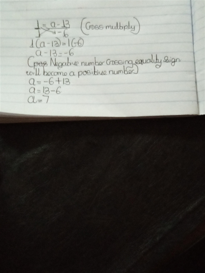 PLEASE HELP 1= a-13/-6 Show your work in details if you can, I have a hard time understanding-example-1