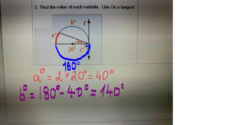 Find the value of each variable. Line l is a tangent-example-1