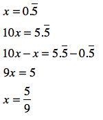 Write the recurring decimal 0.5 as a fraction in its simplest form-example-1