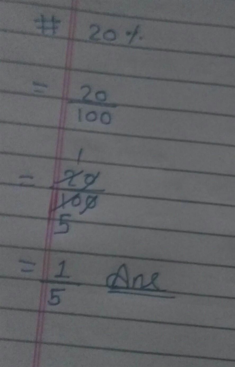 Express the following percentages as Fractions: 20%-example-1