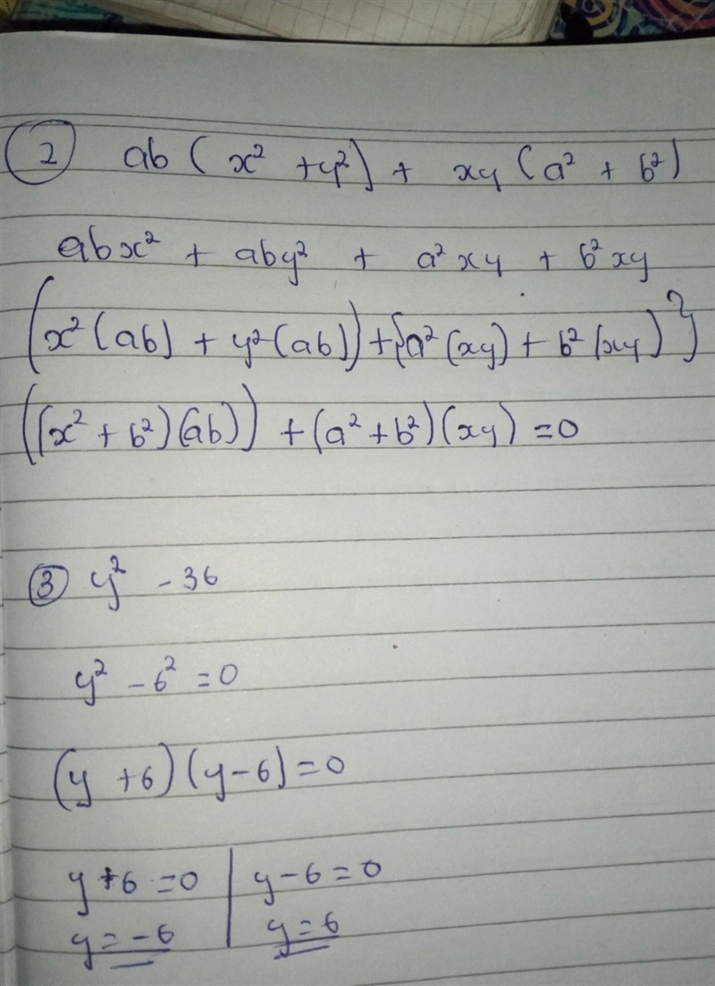 Factorize the following: x^2 – xy + xz – yz 2) ab(x^2 + y^2 ) + xy(a^2 + b^2 ) 3) y-example-1