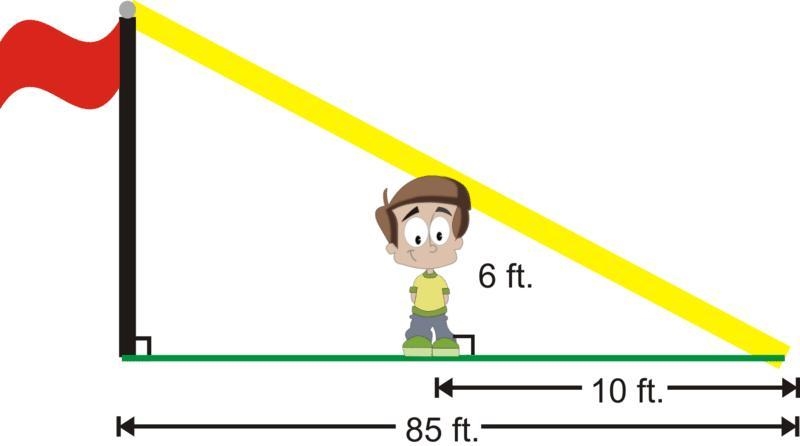 5. How tall is the flagpole? It’s missing! a. Hint: Use a proportion & cross multiplication-example-1