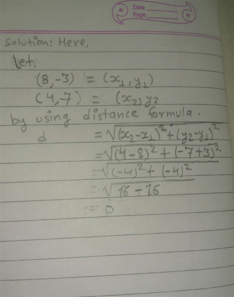 What is the distance between (8,-3) and (4,-7) ​-example-1