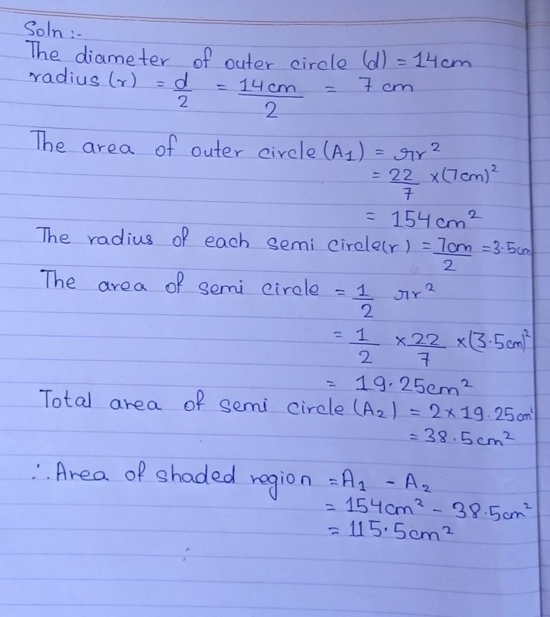 Find the area of shaded region where o is the centre of the circle ​-example-1