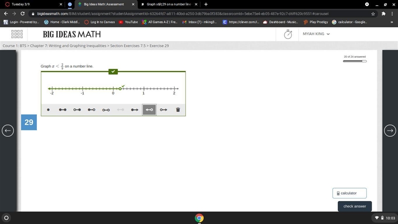 Graph x<29 on a number line-example-1